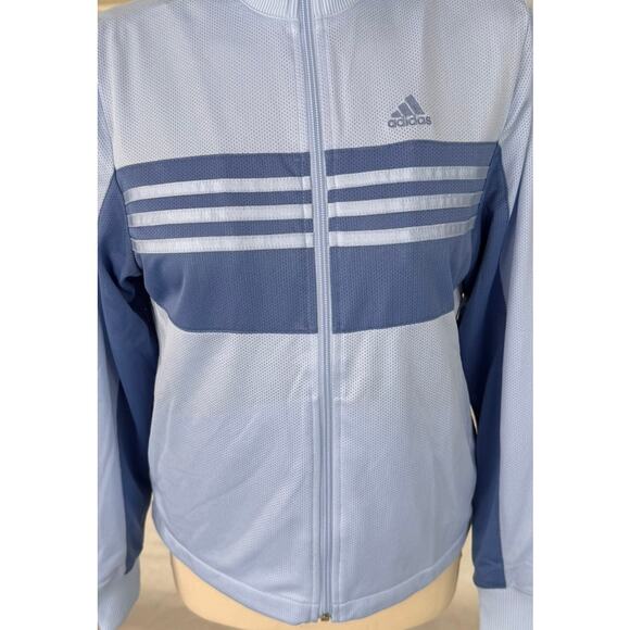Adidas Small Blue Jacket Front Zipper 100% Polyester - Picture 2 of 9